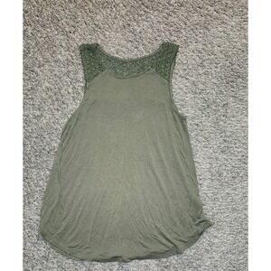 Old Navy Womens Olive Green Crochet Lace Yoke Tank Top Sleeveless Boho XS